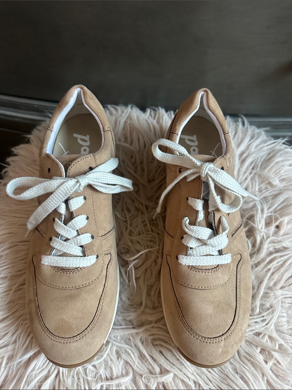 Paul Green Tan Suede Lace-Up Sneakers for Women